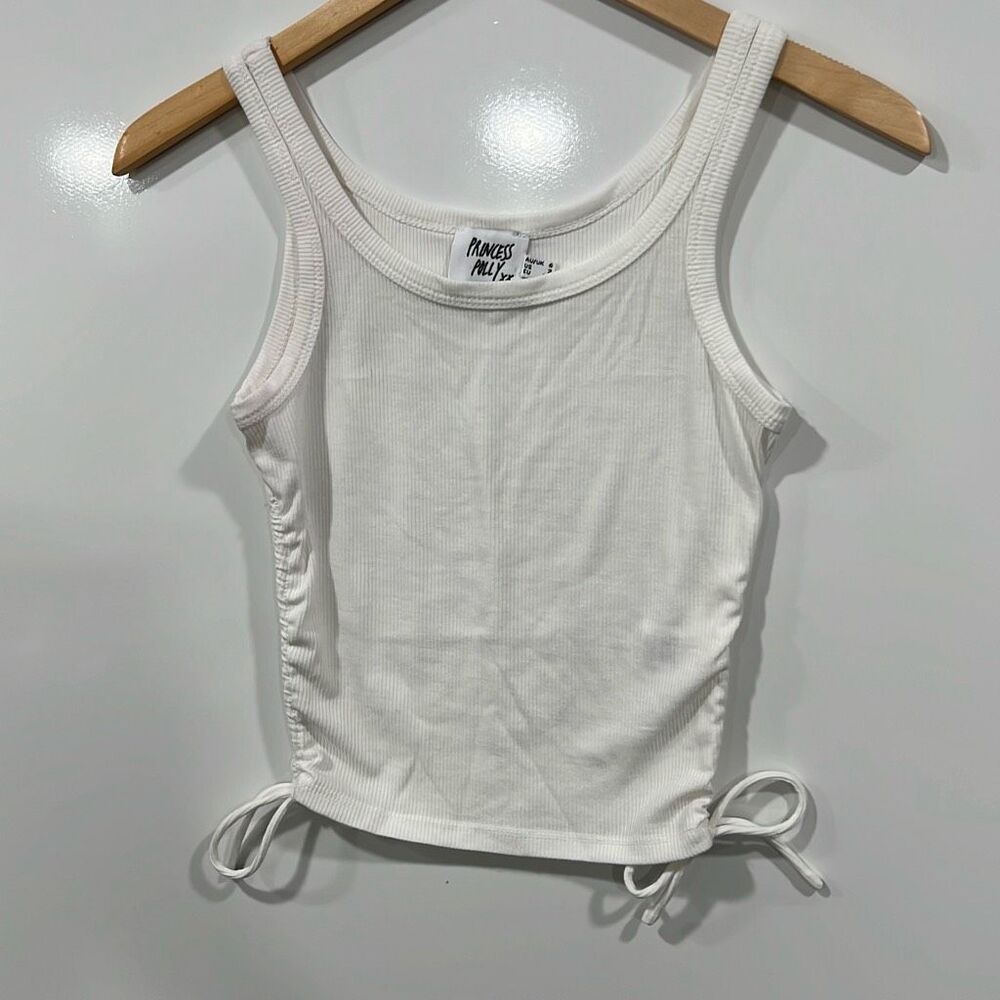 Princess Polly white ribbed cropped tank size 2